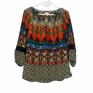 Figs and flower - boho patterned blouse